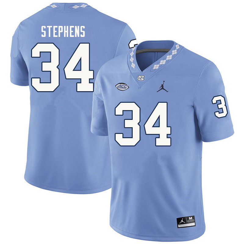 Men #34 Gabe Stephens North Carolina Tar Heels College Football Jerseys Sale-Carolina Blue